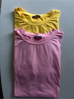 Womens Pink & Yellow Crewneck Tee - 2 Pack